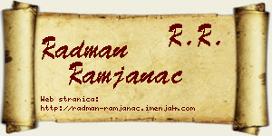 Radman Ramjanac vizit kartica